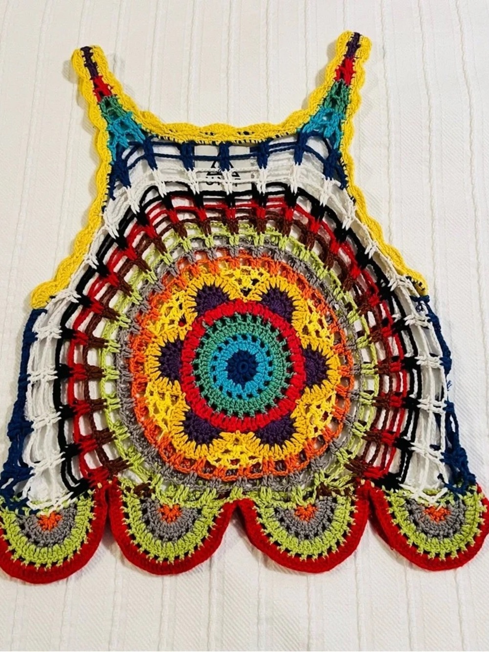 RARE UNIF Multicolor Crochet Circle Crop Top